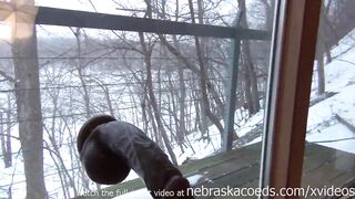 snowed in with teen and massively huge black dildo stretcher