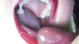 Cum shot mouth releasing sperm in mouth