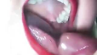 Cum shot mouth releasing sperm in mouth