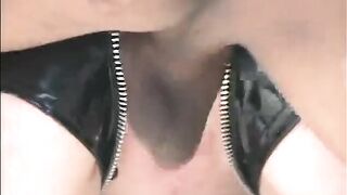 Brunette beauty gets her round ass pounded from behind while giving head