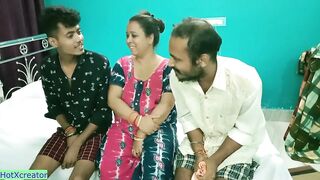 Hot Milf Aunty shared! Hindi latest XXX threesome sex