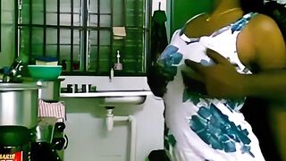 See maid banged by boss in the kitchen