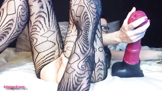 AdalynnX - Pussy Stretching BIG Horse Dildo Creampie