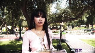 Petite Venezuelan girl is caught by young Peruvian with big cock