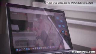 Business Woman Swallows While Working