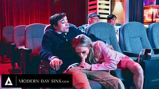 MODERN-DAY SINS - Pervy Teens Have PUBLIC SEX In Movie Theatre And GET CAUGHT! With Athena Faris