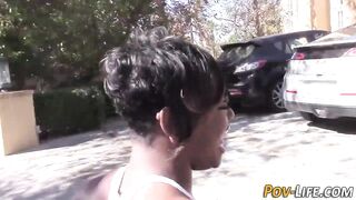 Chubby ebony teen cumshot