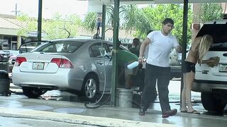 blond bikini teen babe picked up at petrol station