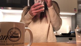 Tiniest Thong in the Kitchen, Then No Panties Sylvia