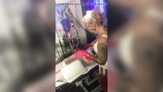 Rubber nurse Uses milking machine patient