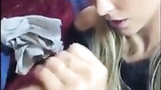 Dutch webcam girl sucking and jerking her BF