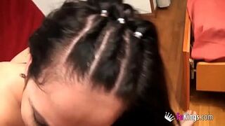 She sucks two and they DP her pussy