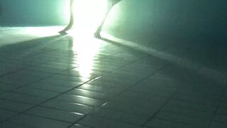 Underwater sex at the pool at night