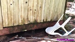Hot outdoor shower in the woods - TheFoxxxLife -