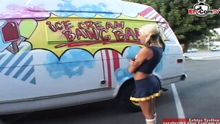 Petite blonde cheerleader teen picked up for sex in a car