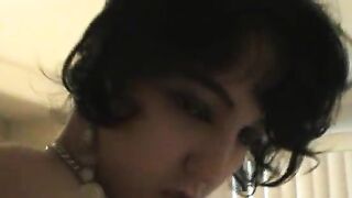 Teen brunette Strip to pay her rent (HellisabethQueen)
