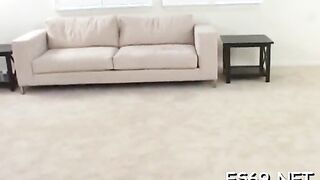 Filthy cutie performs phallus licking session