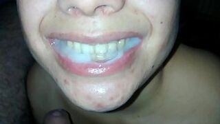 Fucking bitch swallows the guasca (swallows milk)