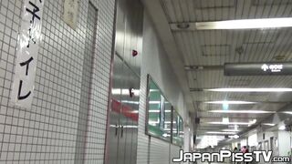 Japanese women use public restroom to pee and get filmed