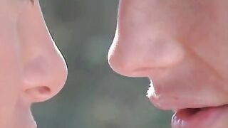 Two cute lesbian babes love tasting each