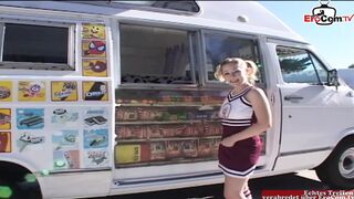 Blonde teen fucked in a car until the cumshot hits her face