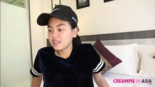 Thai girl trims beaver and gets creampied