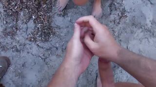 Redhead girl sucks then has sex on beach