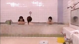 Japanese Lesbian Seduces at the Bathhouse