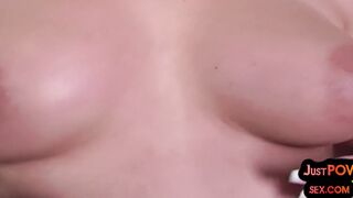 POV amateur babe closeup rides after BJ