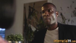 Slut sucks black cock