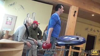 HUNT4K. Brunette sucks cock and gives pussy for drilling for