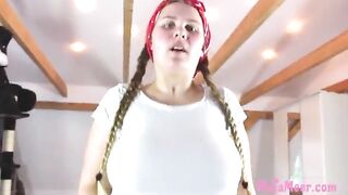 Blonde chubby girl Maja loves riding