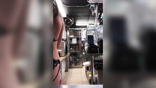 brunete bikini barista lingerie ass