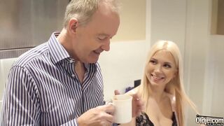 Blonde hot sex with old bald guy