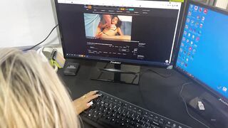 My boss spies on me at work! I masturbate until I squirt my desk!