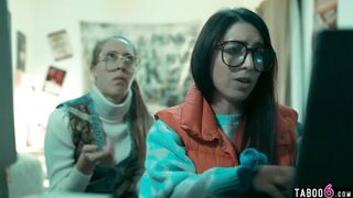 Lesbian teens create the perfect MILF on their computer