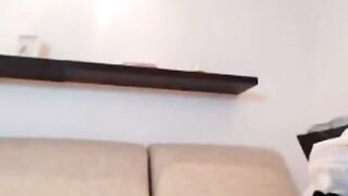 Russian brunette rides dildo on webcam