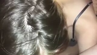 Long-haired girlfriend deepthroats nicely