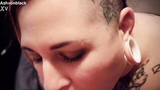 Ash VonBlack sucks big dick closeup POV