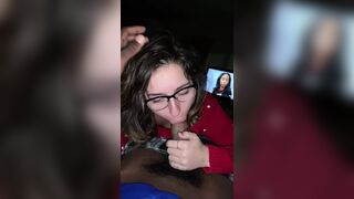 White Librarian sucks BBC cock