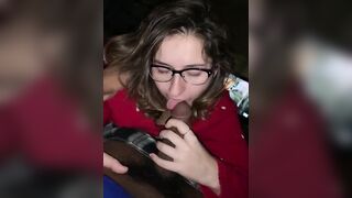 White Librarian sucks BBC cock