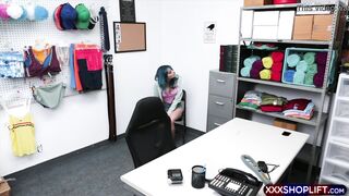 Cute chick with blue hair gets punished