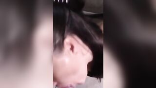 Sucking cock and cum swallow with hands tied