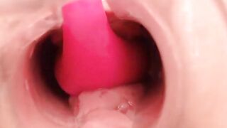 Sexy girls uses speculum and vibrator