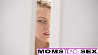 Stepmom and son make teen squirt in hot threesome