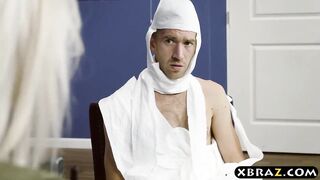 Halloween at work becomes sex with the big tits boss
