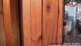Blonde teen girlfriend is cheating her boyfriend in sauna with sugar daddy
