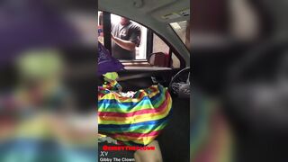 Clown gets dick sucked while ordering food
