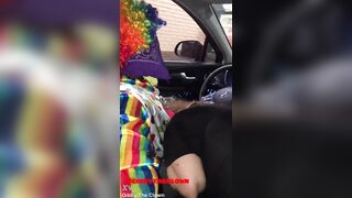 Clown gets dick sucked while ordering food