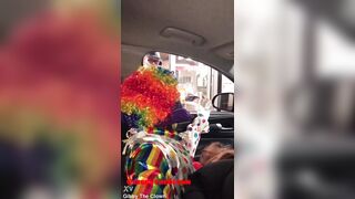Clown gets dick sucked while ordering food